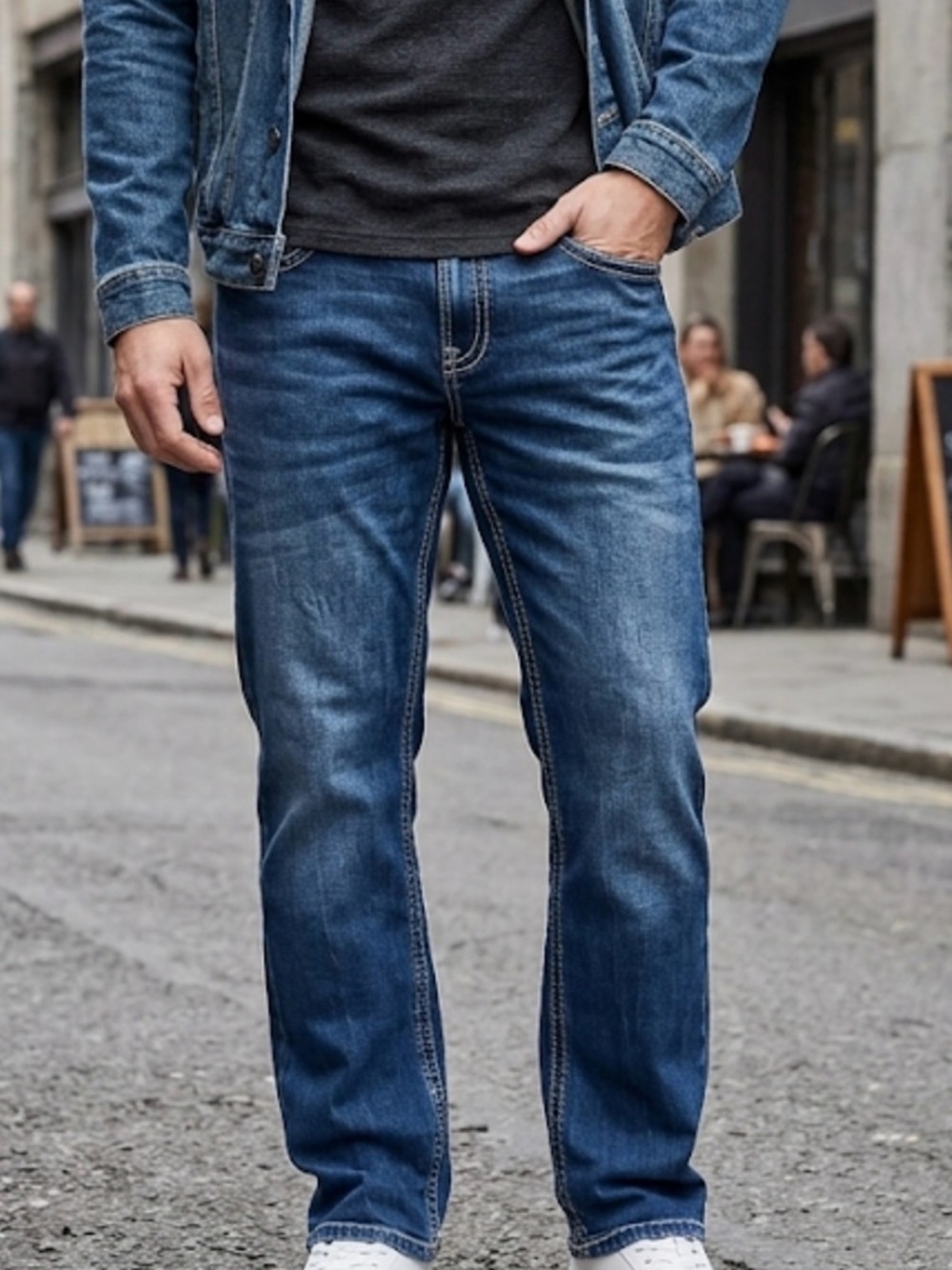 Classic Men's Straight-Leg Jeans in Medium Blue size 38X32
